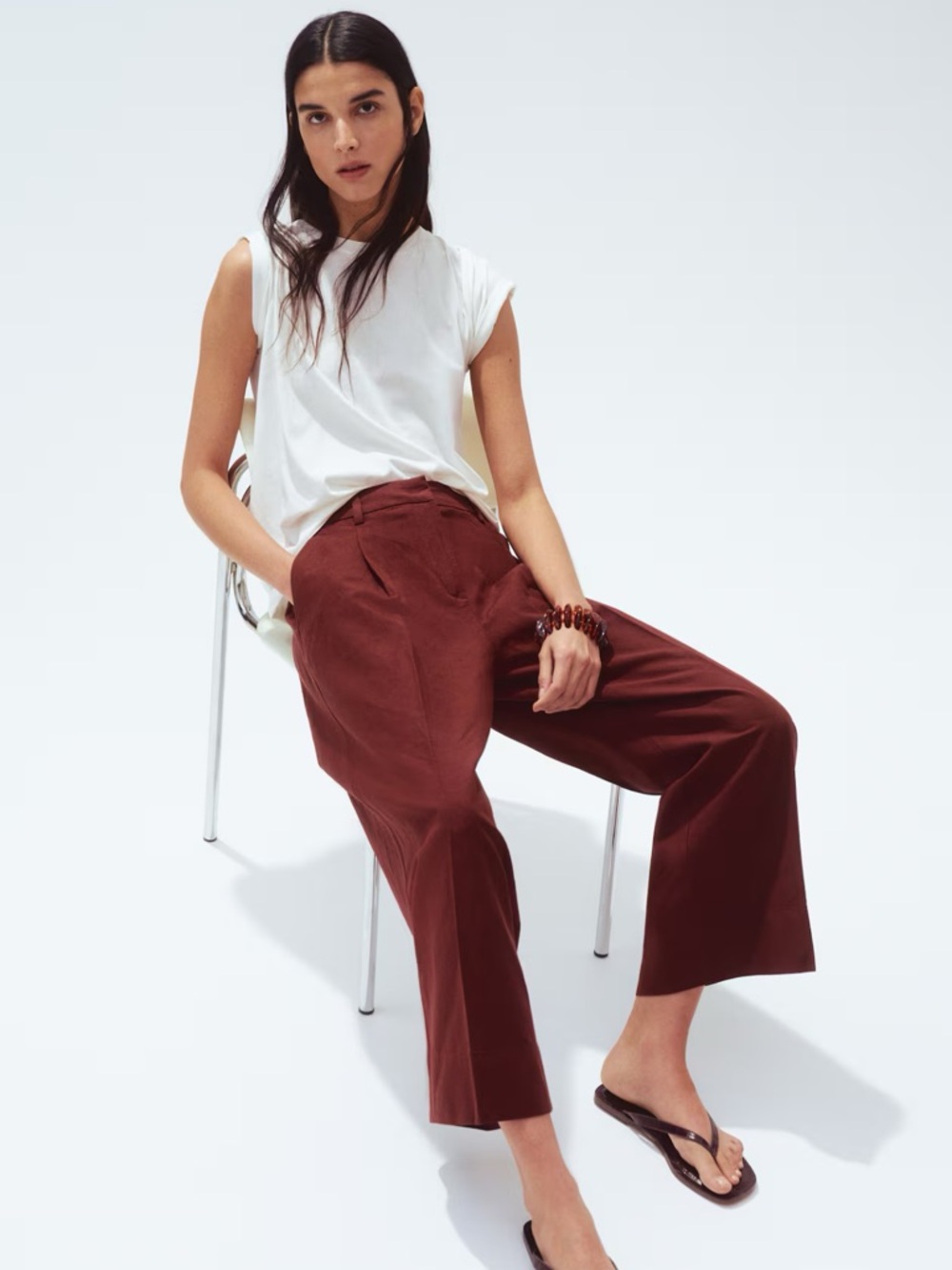 H&M Wide-Leg Linen Pants